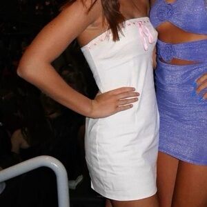 Edikted White Dress with Pink Details